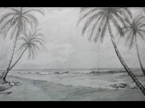 Beach Landscape Drawing at PaintingValley.com | Explore collection of ...