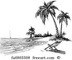 232x194 how to draw a tropical beach scene in steps basement bar - Beach Landscape Drawing