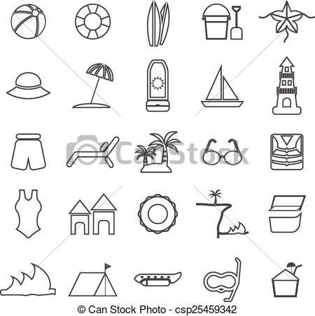 450x451 Beach Line Icons On White Background, Stock Vector - Beach Line Drawing