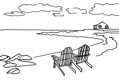 400x280 Planning The Composition Of A Painting - Beach Line Drawing