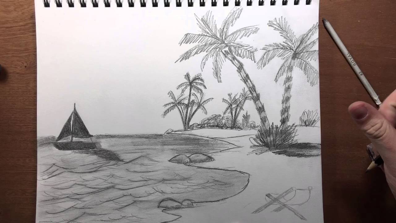  Beach Pencil Drawing at PaintingValley.com Explore collection of 