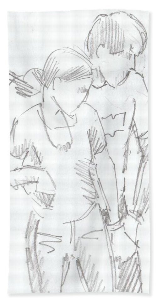 500x967 modern jive ceroc dancing couple pencil drawing beach towel - Beach Pencil Drawing