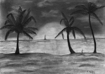 356x250 The Beach Pencil Drawing - Beach Pencil Drawing