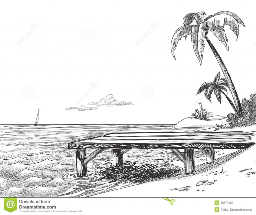 1024x862 Pencil Drawings Of Beach Scenes Beach Scene Drawing Drawing - Beach Scene Drawing