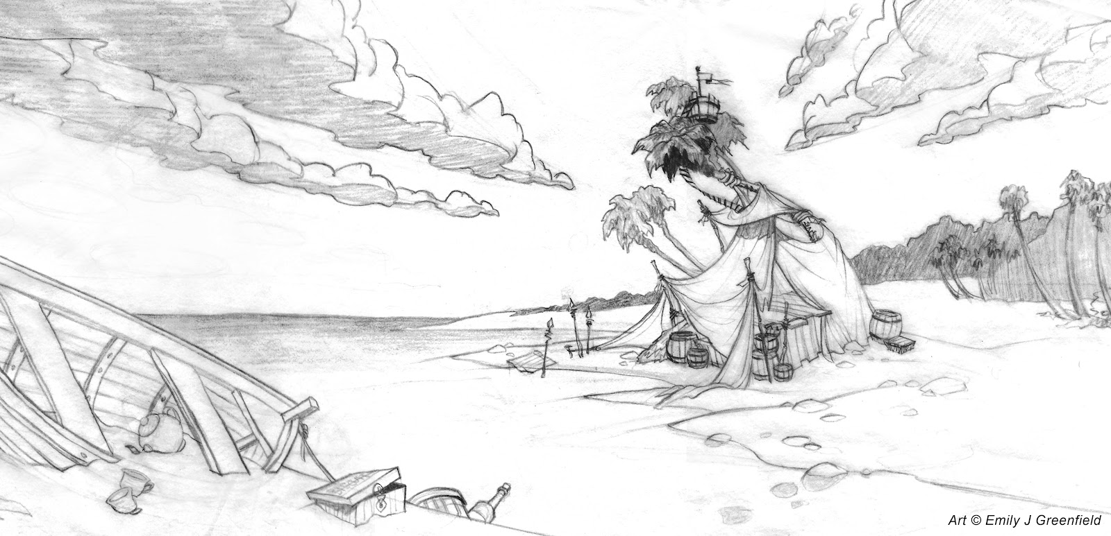 1600x773 Scenery Drawing Beach Bana Kolay Manzara Resmi Eodev - Beach Scene Drawing