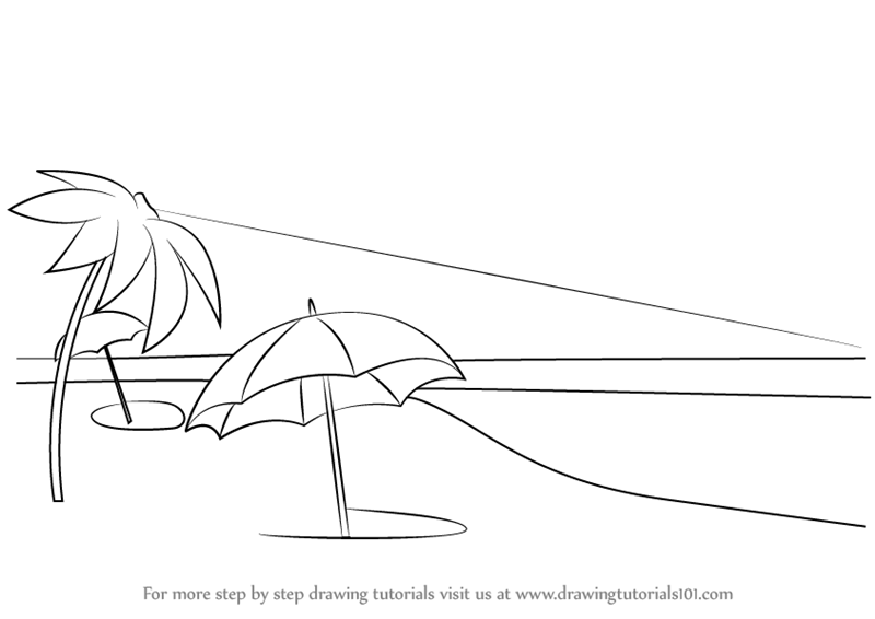 800x566 Step - Beach Scene Drawing
