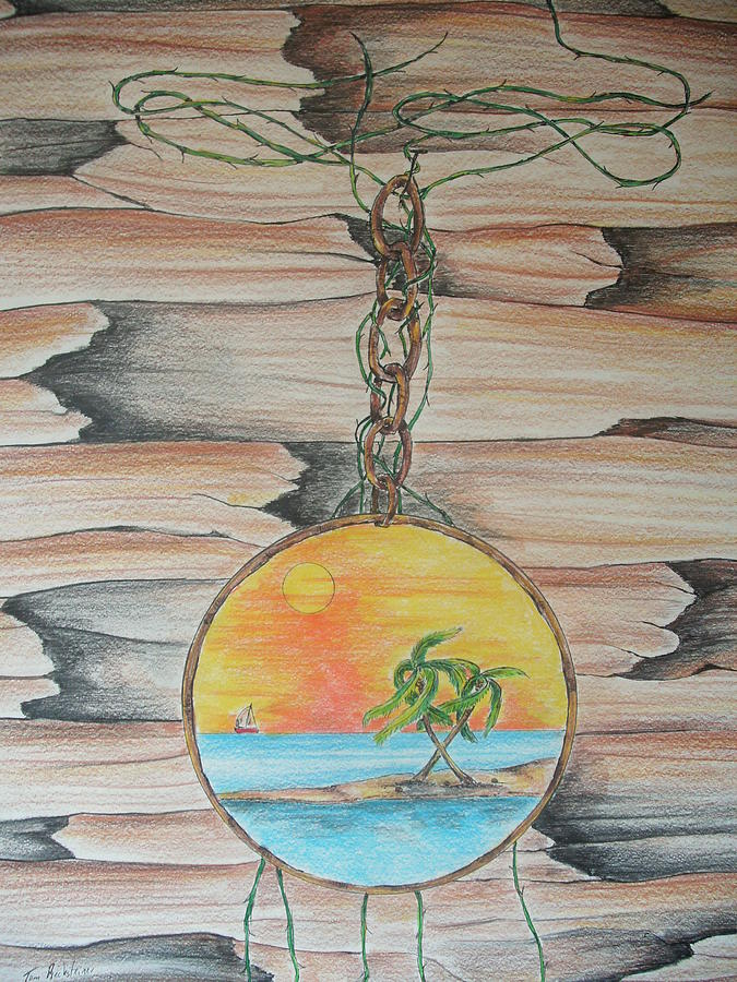 675x900 Beach Scene On Wood Drawing - Beach Scene Drawing