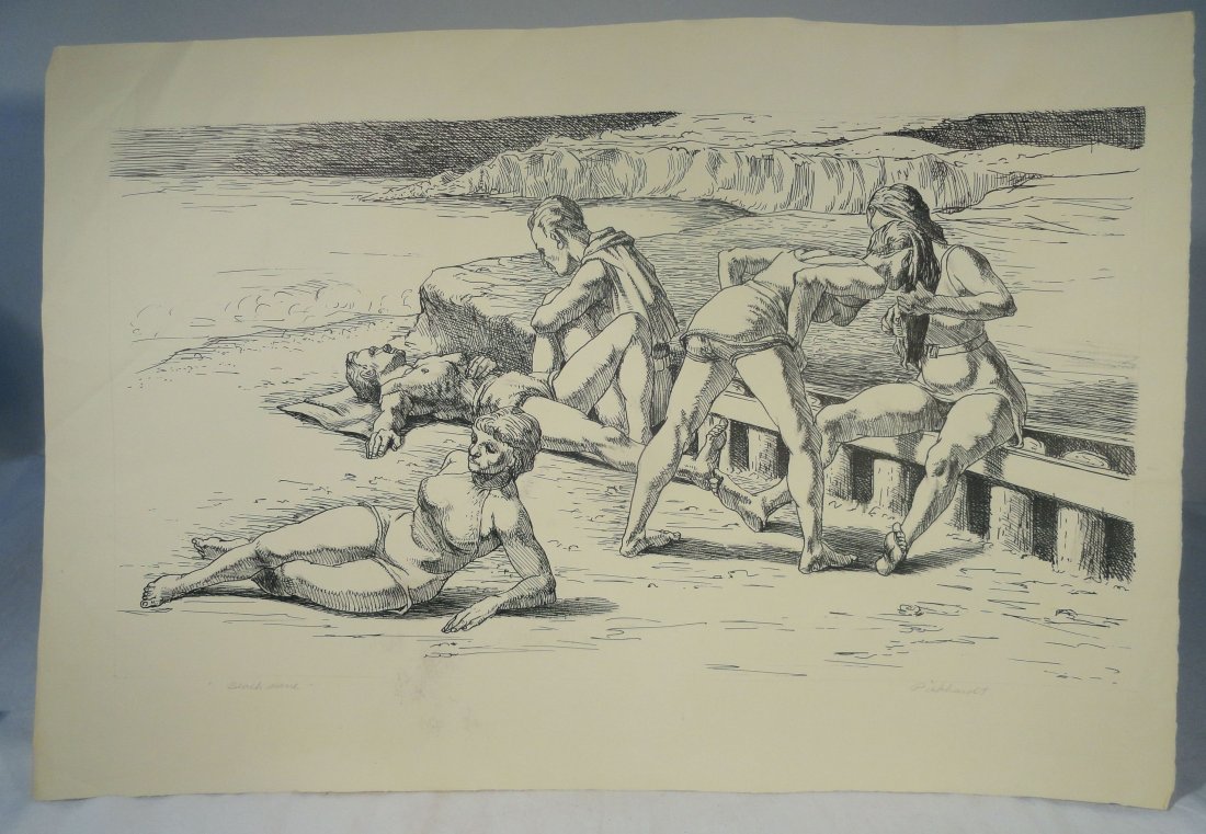 1100x761 Beach Scene Pen And Ink Drawing Carl E Pickhardt Jr - Beach Scene Drawing