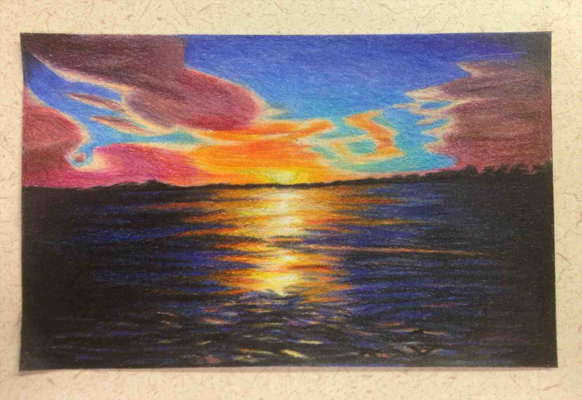 How To Draw A Sunset With Colored Pencils For Beginners