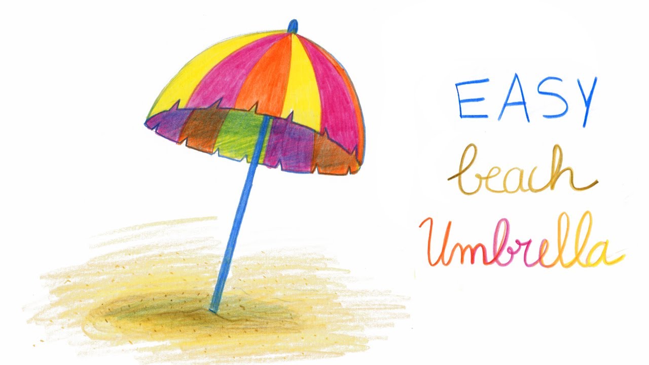 1280x720 How To Draw A Beach Umbrella - Beach Umbrella Drawing