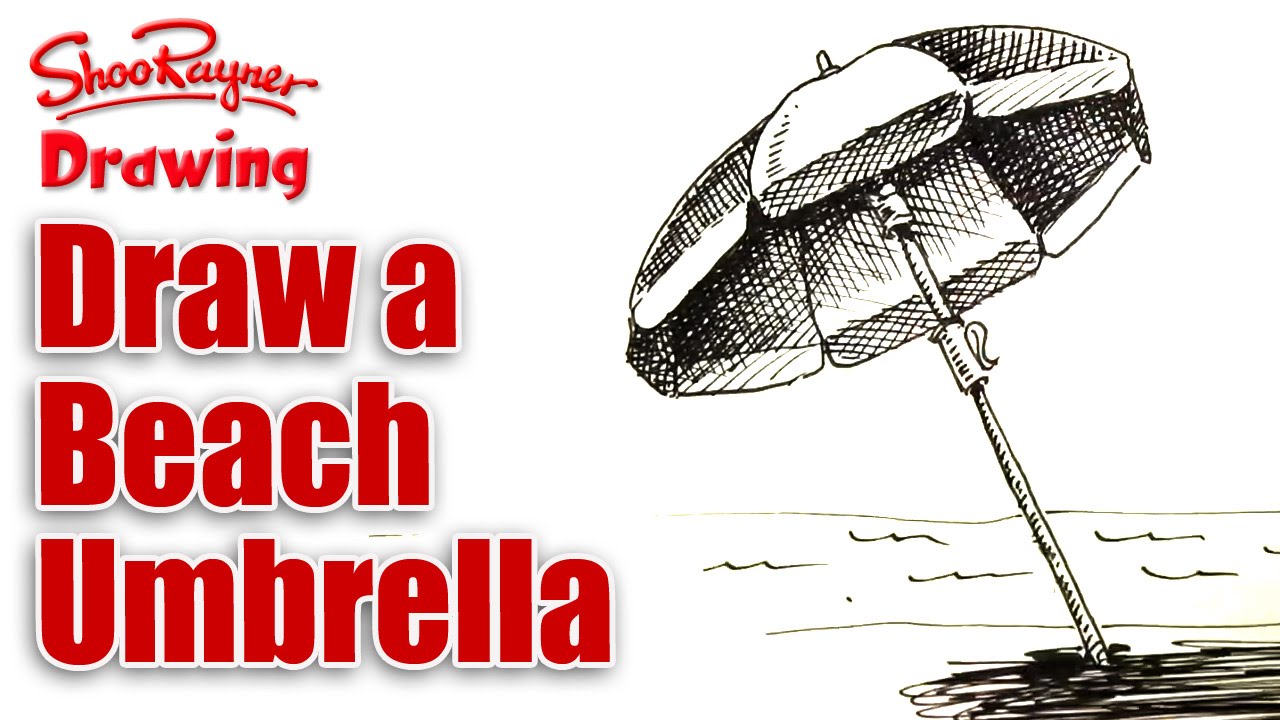 1280x720 How To Draw A Beach Sun Umbrella - Beach Umbrella Drawing