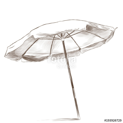 500x500 Beach Umbrella In The Sand Slightly Tilted, Sketch Vector Graphic - Beach Umbrella Drawing
