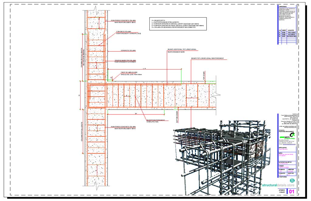 1024x662 reinforced concrete beam column end support detail - Beam Drawing