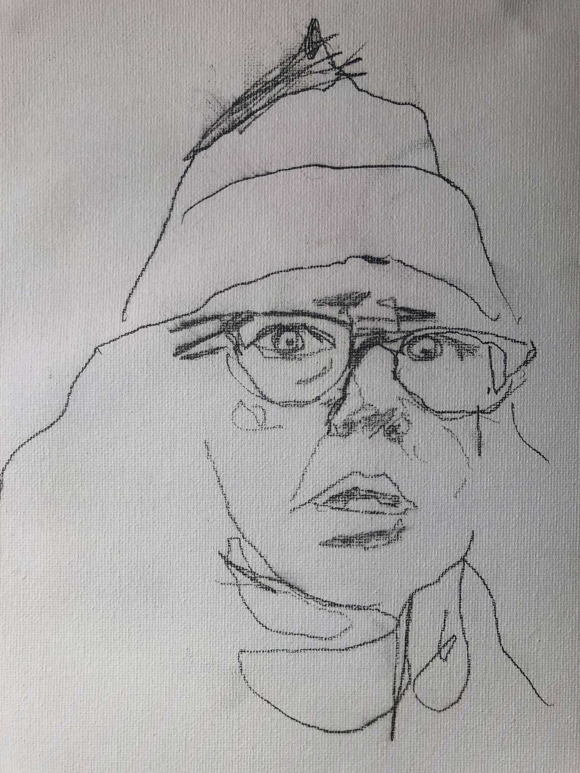 1920x2560 Self Portrait Wearing A Beanie Drawing - Beanie Drawing