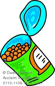 192x300 clipart image of a whimsical drawing of a tin of baked beans - Beans Drawing