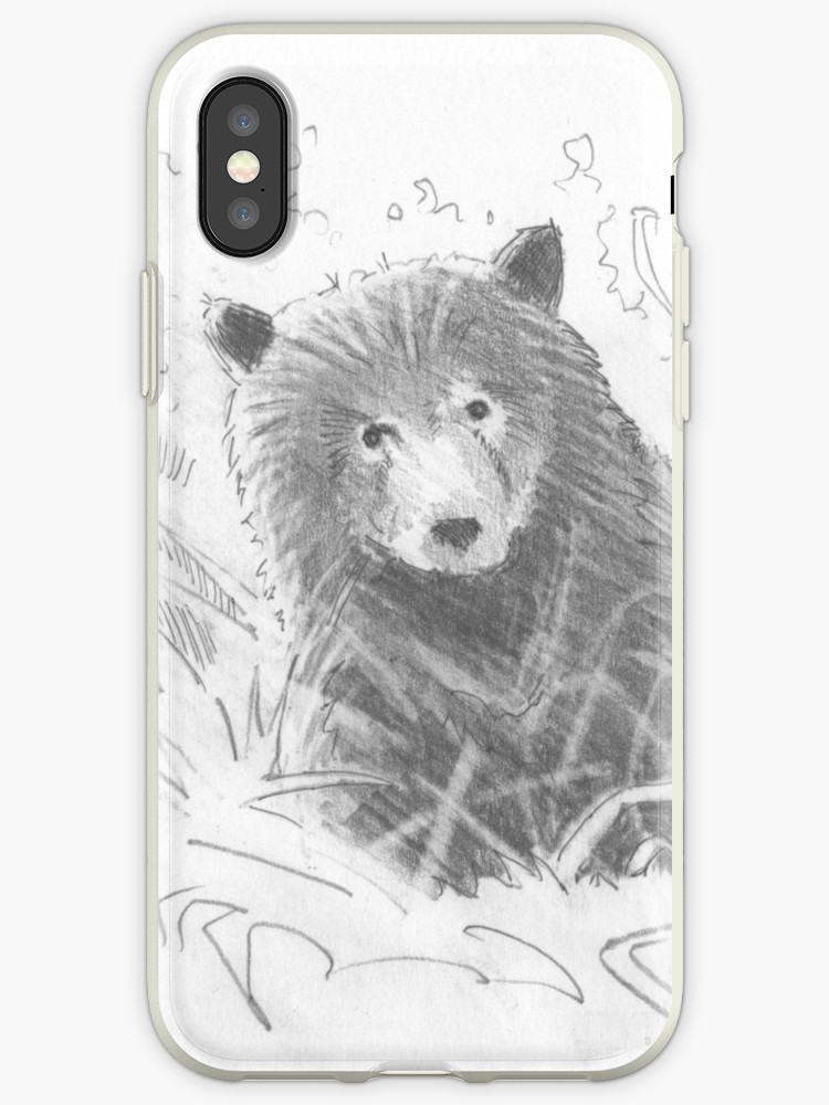750x1000 Grizzly Bear Cub Drawing Iphone Cases Covers - Bear Cub Drawing