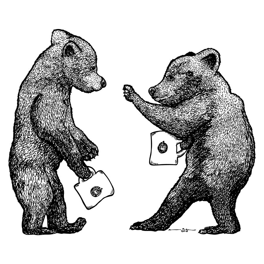 900x900 bear cubs with mugs drawing - Bear Cub Drawing