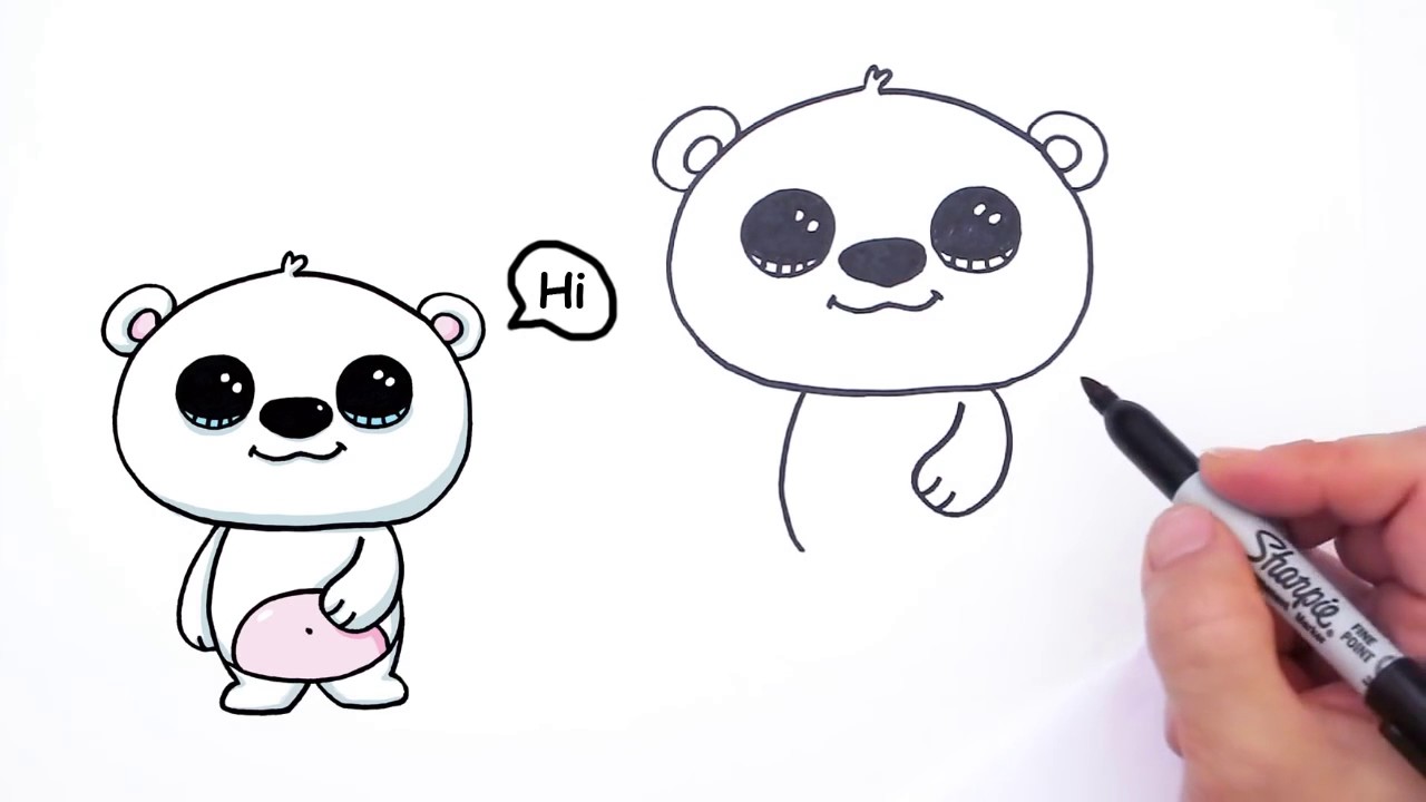 1280x720 How To Draw A Polar Bear Cute And Easy - Bear Cute Drawing