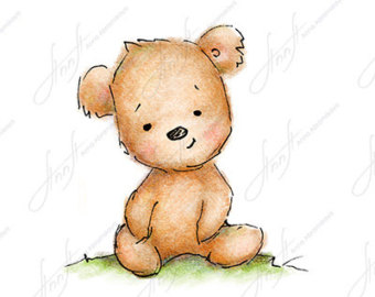 340x270 The Drawing Of Cute Teddy Bear With Wings And Stars Printable Etsy - Bear Cute Drawing