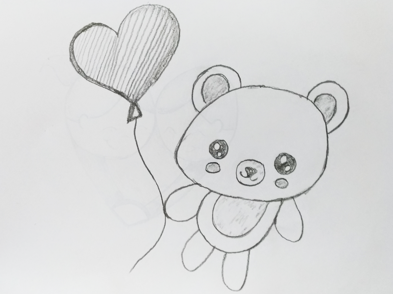 1271x953 Love Heart Bear Art - Bear Drawing Art