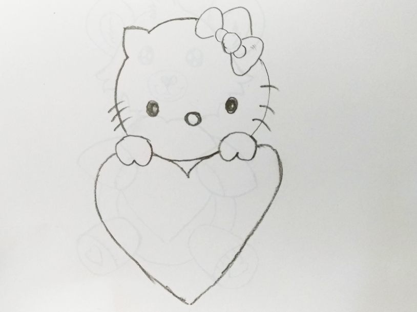 814x610 Bear Heart Happy Valentines Art - Bear Drawing Art