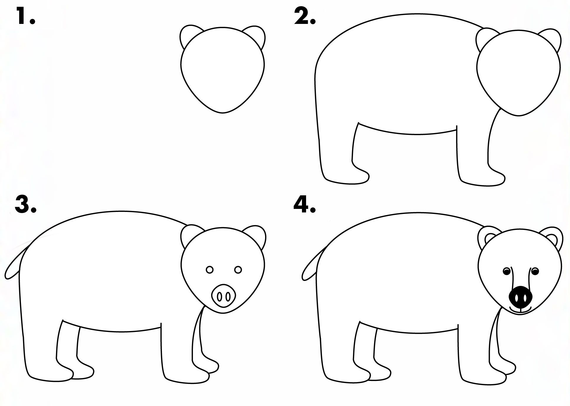 1933x1376 How To Draw A Black Bear For Kids Draw Bear Wildlife Center - Bear Drawing Easy