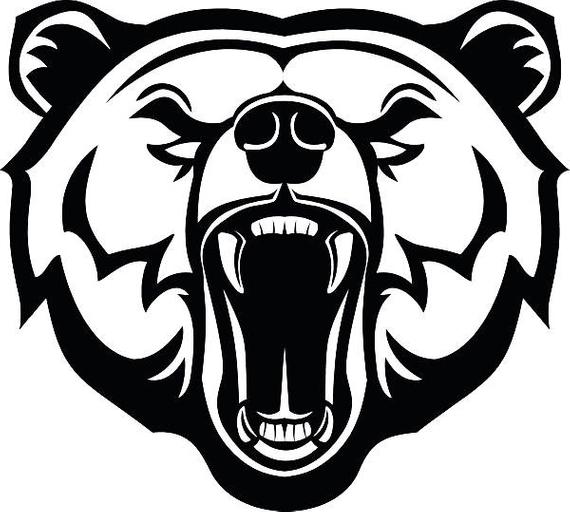 570x512 Grizzly Bear Head Face Animal Growling Mascot Etsy - Bear Drawing Face