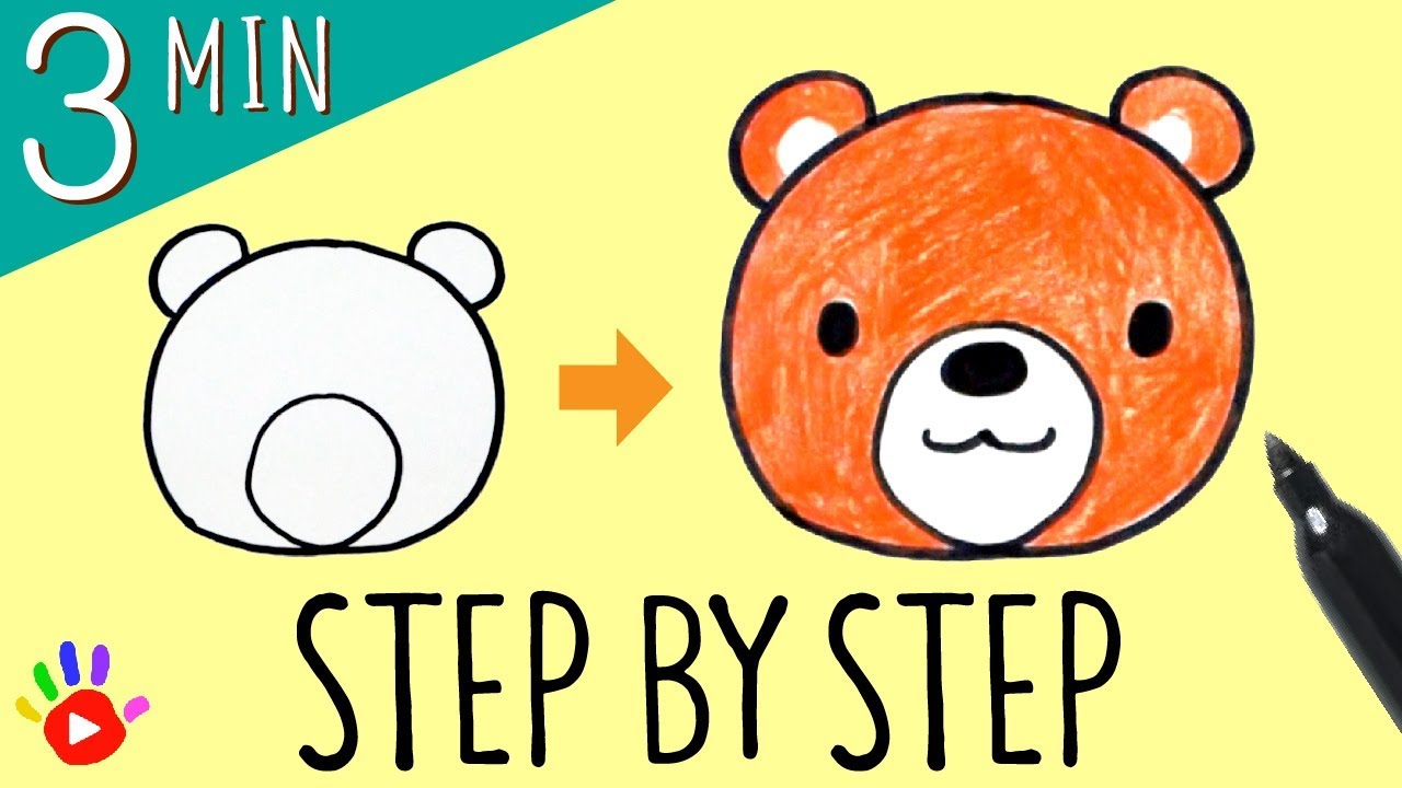 1280x720 How To Draw A Bear Face Easy Slow Step - Bear Drawing Face