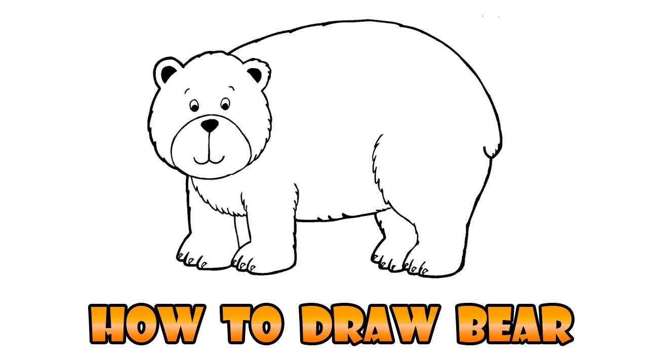 1280x720 Easy Bear Drawing How To Draw A Black For Kids Wildlife Center - Bear Drawing Images