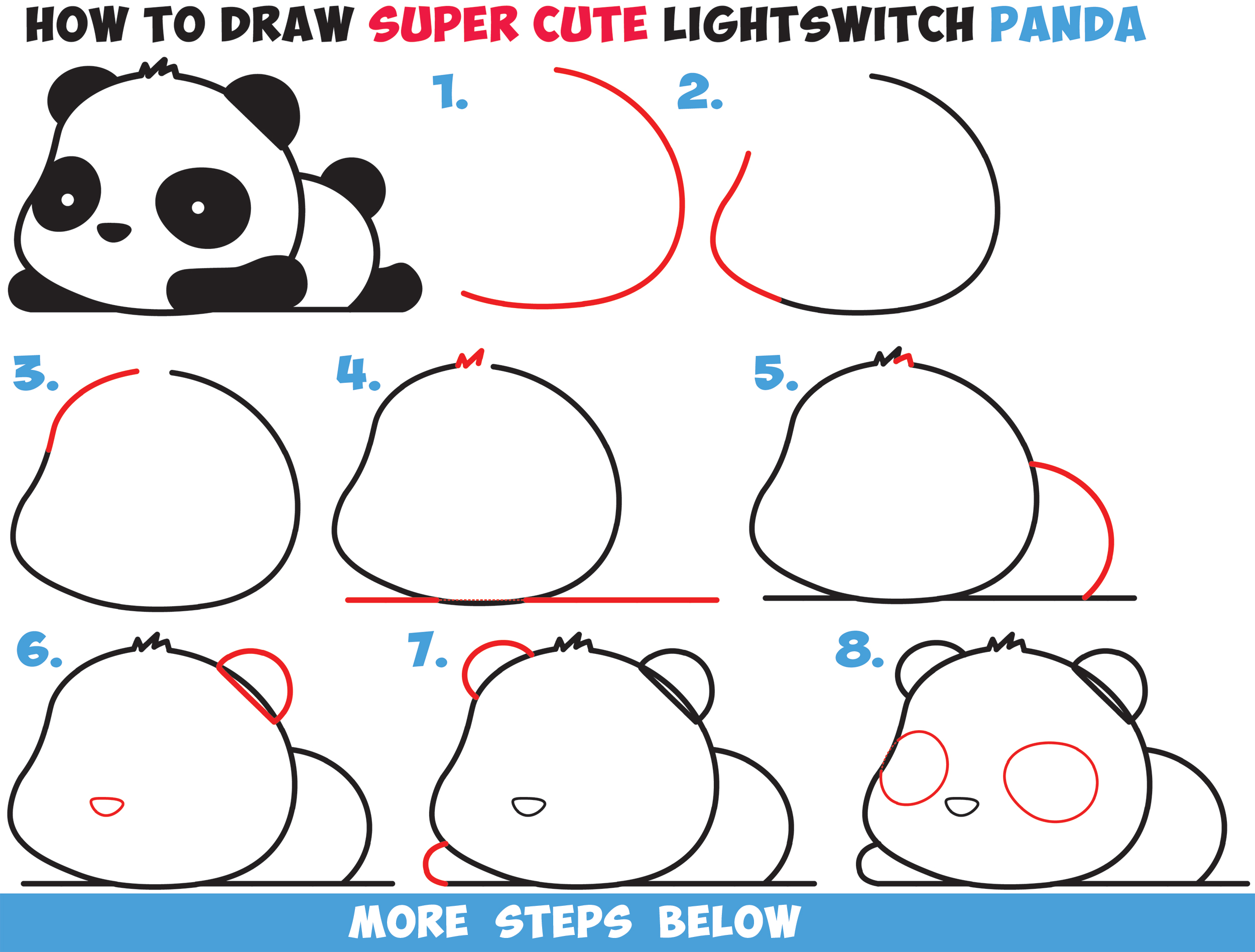 2500x1897 how to draw a super cute kawaii panda bear laying down easy step - Bear Drawing Step By Step
