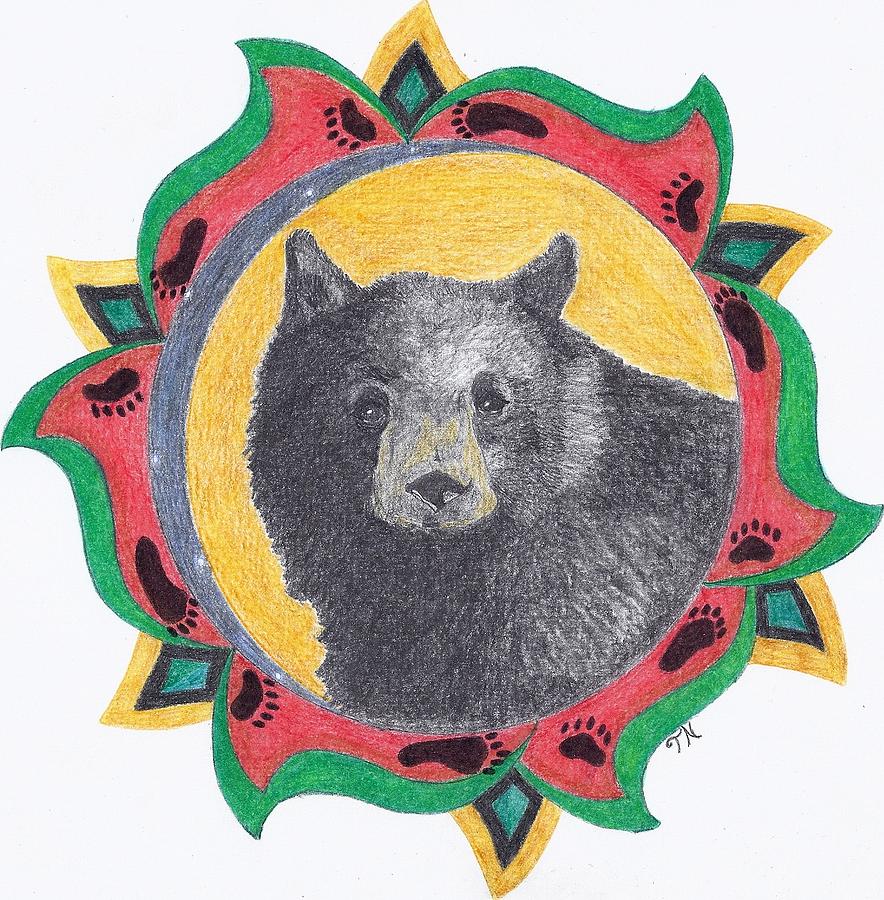 884x900 Black Bear Head Study With Border Drawing - Bear Head Drawing