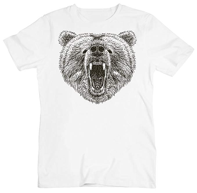 679x665 Awesome Big Grizzly Bear Head Drawing Design Men's T Shirt - Bear Head Drawing