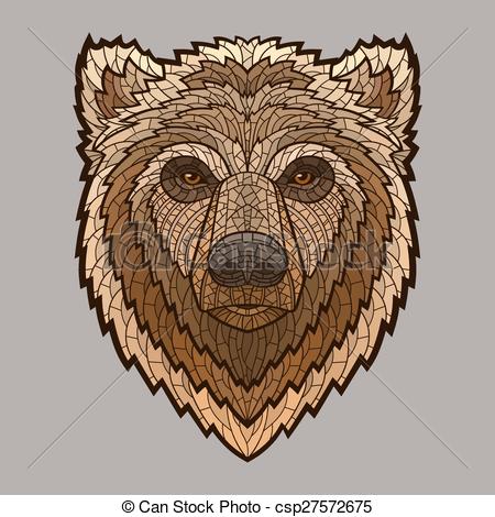 450x470 bear head in mosaic style decorative isolated vector illustration - Bear Head Drawing