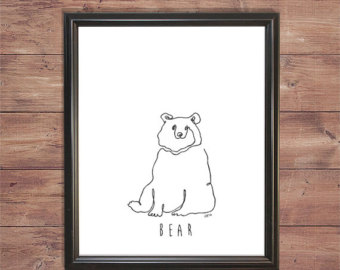 340x270 Bear Line Drawing Etsy - Bear Line Drawing