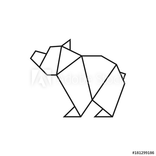 500x500 Origami Bear Geometric Line Shape For Art Of Folded Paper Logo - Bear Line Drawing