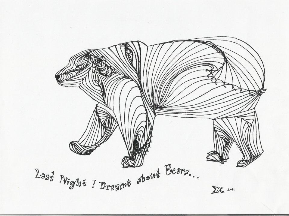 960x720 Bear Line Drawing Eileenkosasih - Bear Line Drawing