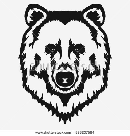450x470 Bear Head Outline Cartoon Grizzly Mascot Hand Stock Vector - Bear Outline Drawing