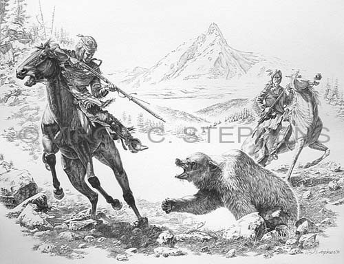 500x384 Pencil Drawing, Western Art, Fine Art, Print, Grizzly Bear - Bear Pencil Drawing