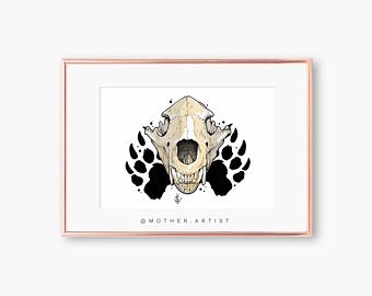340x270 Bear Skull Drawing Etsy - Bear Skull Drawing