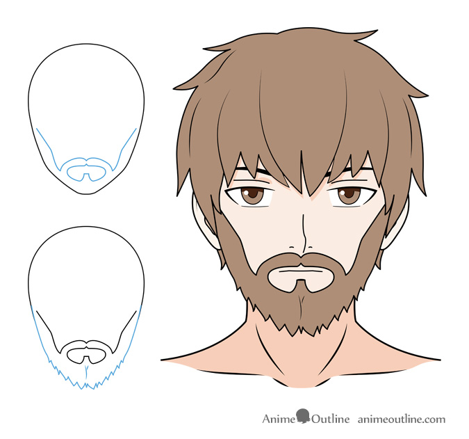 675x631 how to draw anime facial hair beards mustaches - Beard Drawing
