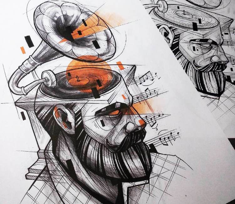 750x650 Bearded Man Drawing - Bearded Man Drawing