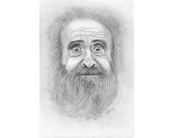 340x270 Bearded Man Drawing Etsy - Bearded Man Drawing