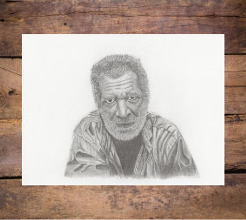 794x710 Bearded Man Drawing Signed Print Cowboy Art Portrait Etsy - Bearded Man Drawing