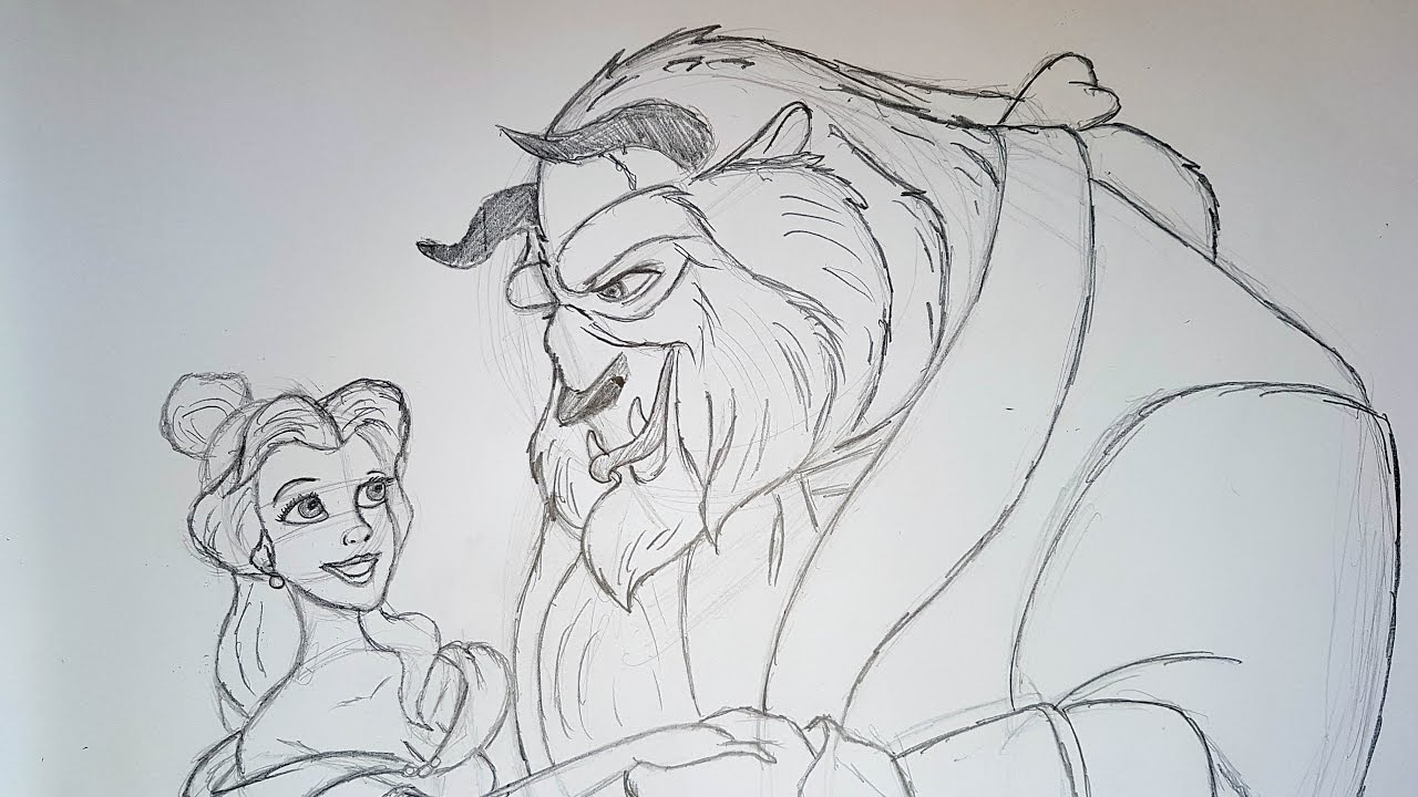 1280x720 easy how to draw beauty and the beast - Beast Drawing