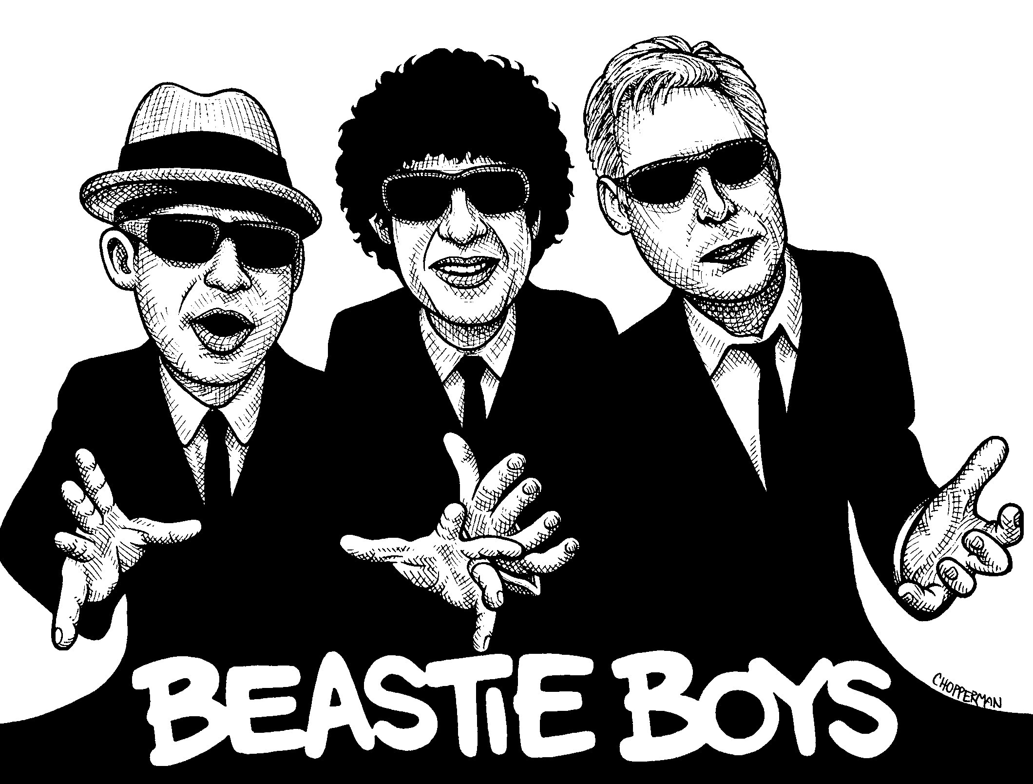 2120x1608 ink drawing of the beastie boys - Beastie Boys Drawing