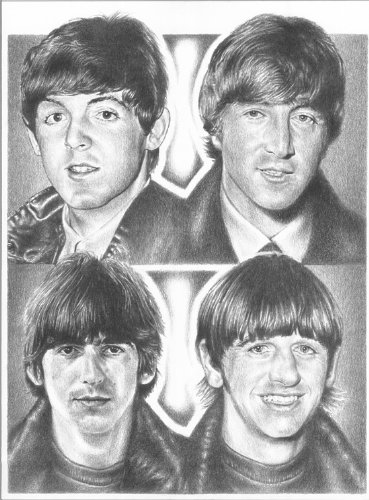 369x500 sketch poster print the beatles drawing - Beatles Drawing