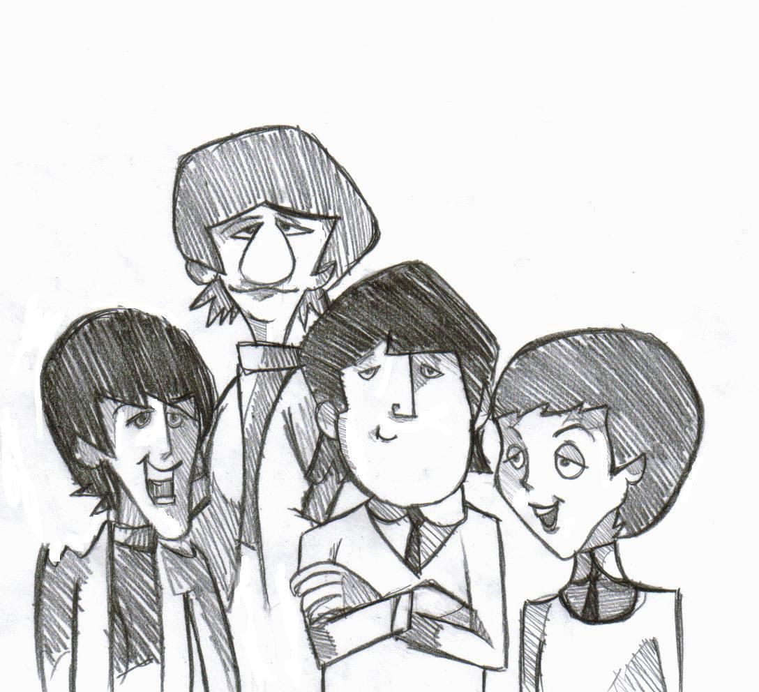 Рисуем группы. Битлз Картун. The Beatles скетч. The Beatles cartoon. Битлз Картун персонажи.