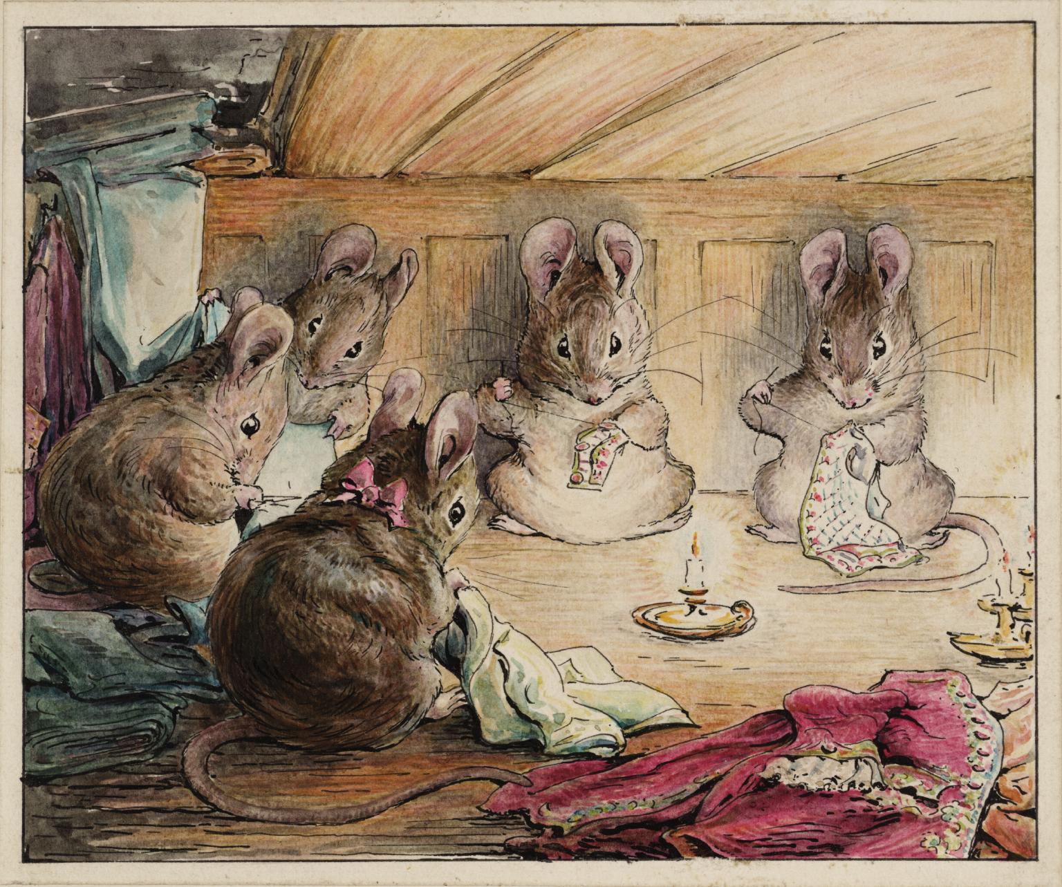 1536x1283 the mice sewing the mayor's coat', helen beatrix potter, tate - Beatrix Potter Drawings