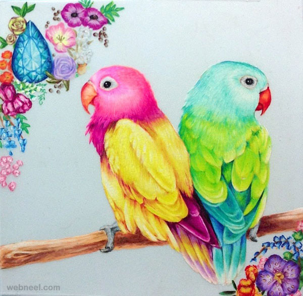 600x587 Beautiful Bird Drawings And Art Works For Your Inspiration - Beautiful Birds Drawing