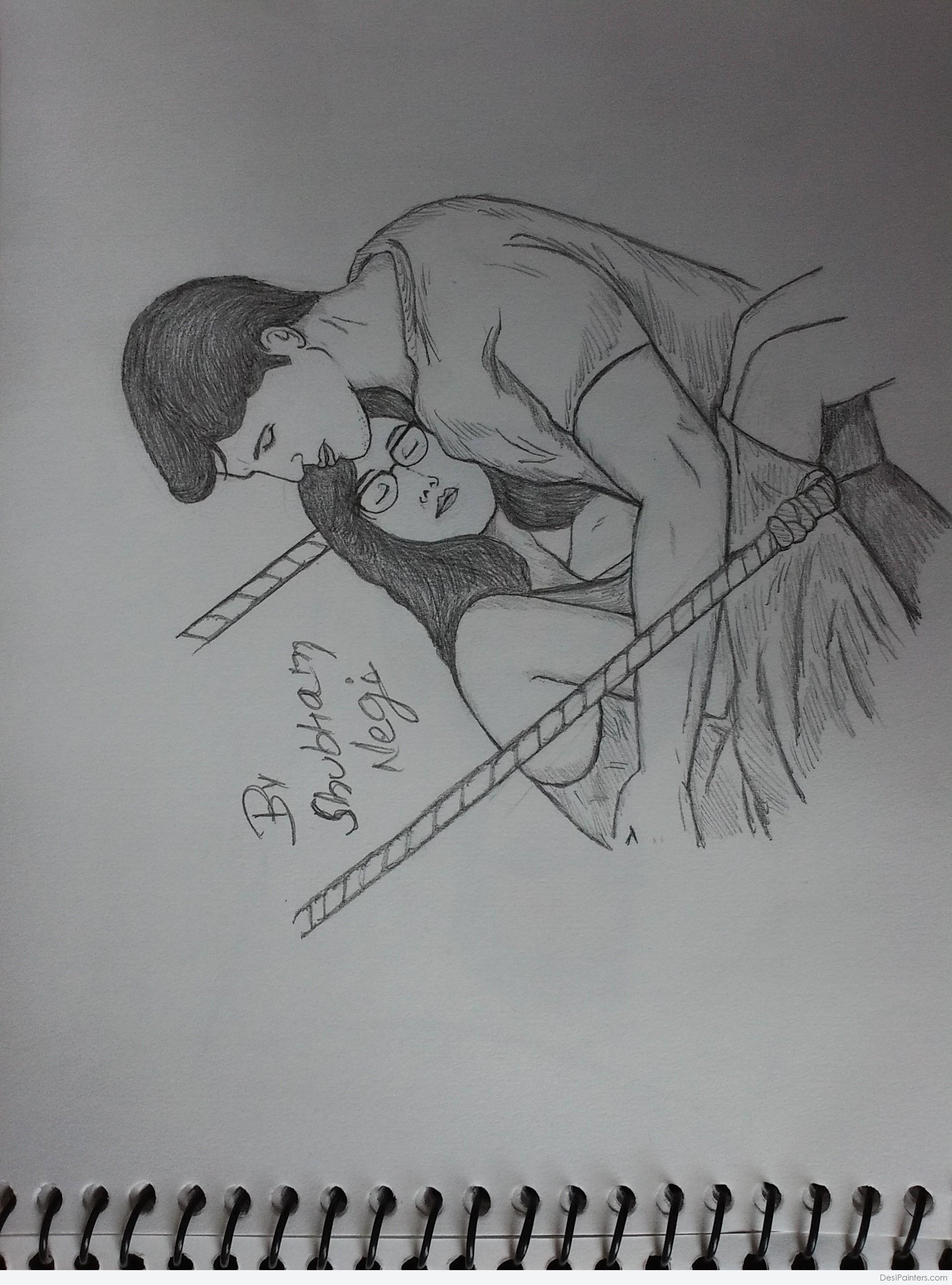 1920x2590 Pencil Sketch Of Beautiful Couple - Beautiful Couple Drawing